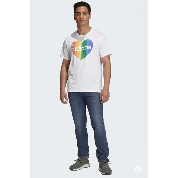 adidas Other - Adidas White T Shirt Pride Month Heart Rainbow  Men's Size M NWT